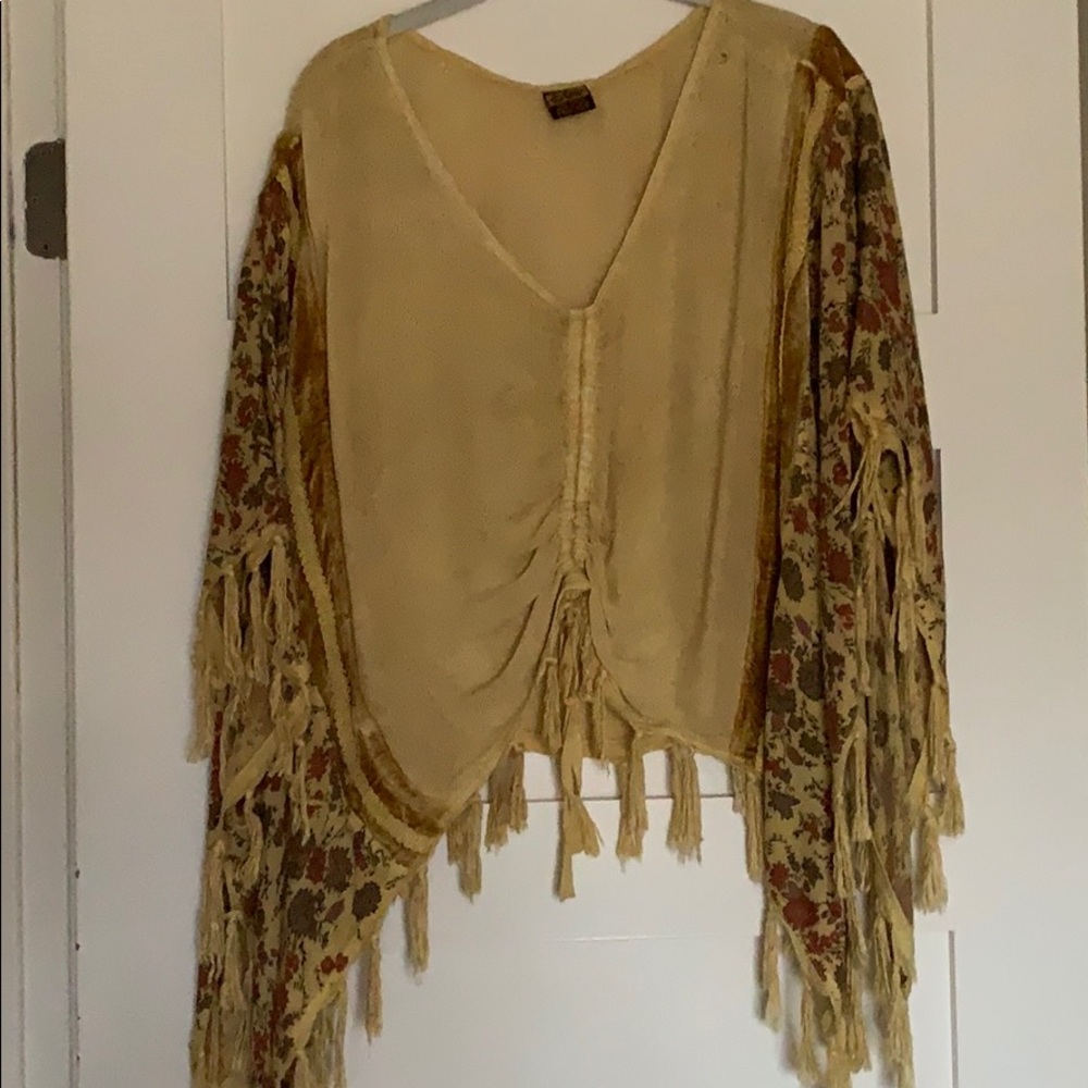 Handmade floral fringe shawl